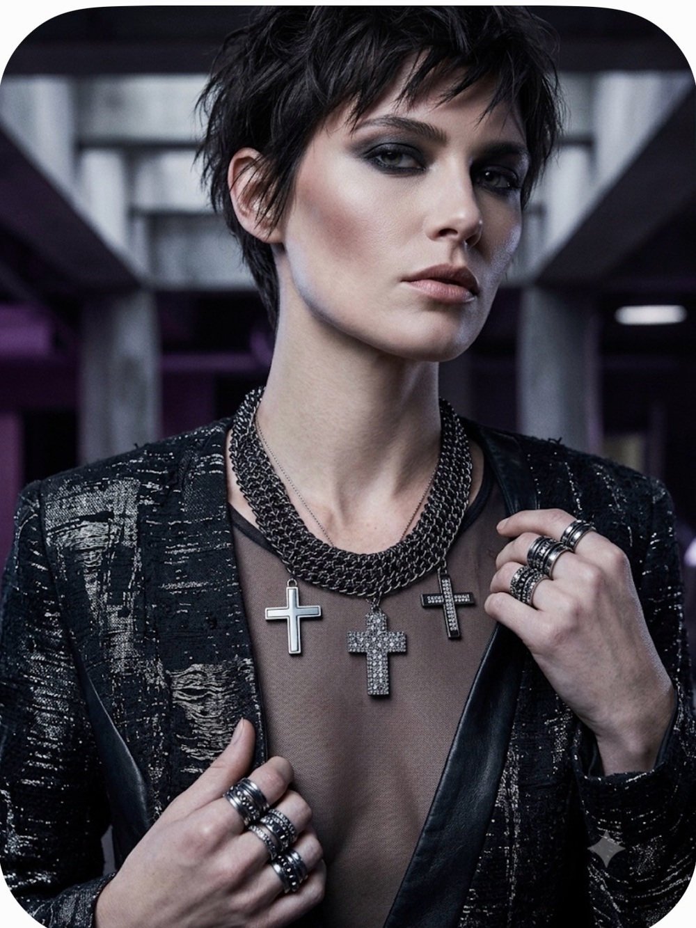 🖤 Statement Multi Cross Chain Necklace